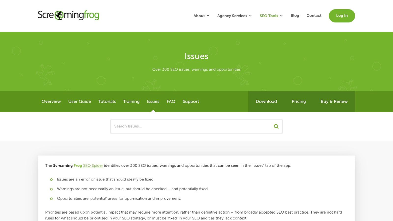 Screaming frog website preview