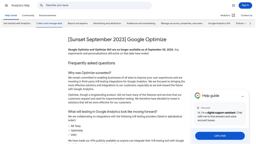 Screenshot from https://optimize.google.com